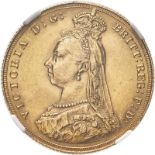 1887 Gold Sovereign Angled J NGC UNC Details #2126795-021 (AGW=0.2355 oz.)