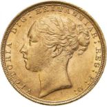 1884 Gold Sovereign About extremely fine (AGW=0.2355 oz.)