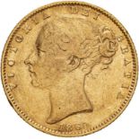 1860 Gold Sovereign About fine (AGW=0.2355 oz.)