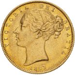1863 Gold Sovereign Die number Very fine, scratch (AGW=0.2355 oz.)
