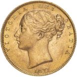 1871 Gold Sovereign Shield About extremely fine (AGW=0.2355 oz.)