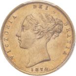 1874 Gold Half-Sovereign PCGS AU55 #17240578 (AGW=0.1176 oz.)