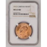 1913 Bronze Penny NGC MS 63 RD #4752279-014