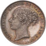 1839 Silver Shilling Proof, No WW, plain edge A/FDC