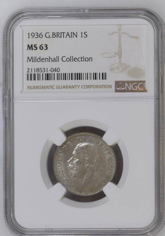 1936 Silver Shilling NGC MS 63 #2118531-040