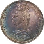 1887 Silver Crown Uncirculated with rainbow toning