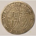 Commonwealth of 1651 Silver Sixpence Very fine
