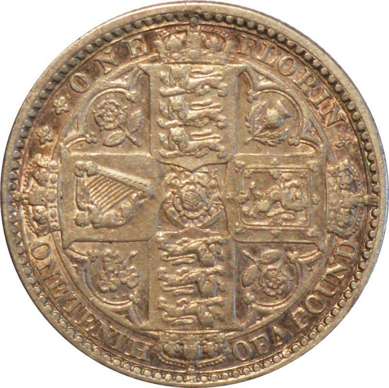 1849 Silver Florin Godless Good very fine - Image 2 of 2