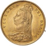 1887 Gold Half-Sovereign Imperfect J DISH L508 Uncirculated, edge knock (AGW=0.1176 oz.)