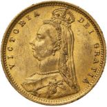 1887 Gold Half-Sovereign Hooked J DISH L503 Good very fine (AGW=0.1176 oz.)