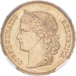 Switzerland 1896 Gold 20 Francs NGC MS 63 #2126812-049 (AGW=0.1867 oz.)