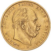 Germany: Prussia 1878 A Gold 10 Mark Wilhelm I Excessive hairlines, otherwise good very fine