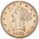 United States Eagle 1906 Gold 10 Dollars PCGS MS62 #42764548 (AGW=0.4838 oz.)