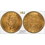 Italy Vittorio Emanuele II (1861-1878) 1873 M BN Gold 20 Lire PCGS MS62 #43416900 (AGW=0.1867 oz.)