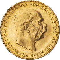 Austria: Habsburg Franz Joseph I 1915 Gold 100 Corona Extremely fine (AGW=0.9803 oz.)