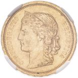 Switzerland 1886 Gold 20 Francs NGC MS 62 #2126812-044 (AGW=0.1867 oz.)