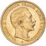 Germany: Prussia Wilhelm II 1908 A Gold 20 Mark Extremely fine (AGW=0.2305 oz.)