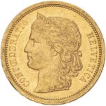 Switzerland 1886 Gold 20 Francs Extremely fine (AGW=0.1867 oz.)