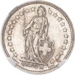 Switzerland 1929 Silver 1/2 Franc Helvetia standing NGC AU 58 #5880325-006