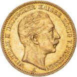 Germany: Prussia Wilhelm II 1906 A Gold 20 Mark Extremely fine (AGW=0.2305 oz.)