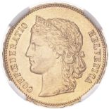Switzerland 1896 Gold 20 Francs NGC MS 62 #2126812-048 (AGW=0.1867 oz.)