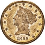 United States Eagle 1885 Gold 10 Dollars Coronet Head; Eagle Good very fine (AGW=0.4838 oz.)