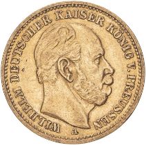 Germany: Prussia Wilhelm I 1886 A Gold 20 Mark Very fine (AGW=0.2305 oz.)