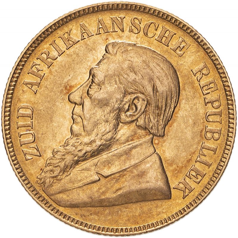 South Africa Paul Kruger 1898 Gold Pond single shaft About extremely fine (AGW=0.2356 oz.)