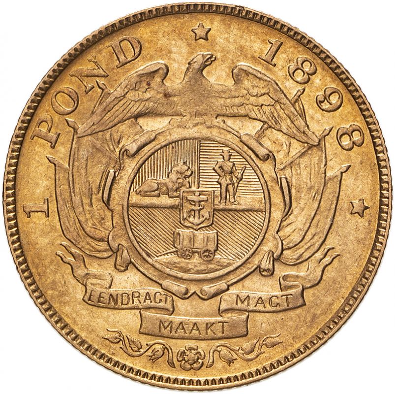 South Africa Paul Kruger 1898 Gold Pond single shaft About extremely fine (AGW=0.2356 oz.) - Image 2 of 2