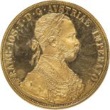 Austria: Habsburg Franz Joseph I 1915 Gold 4 Ducats Restrike About mint state (AGW=0.4427 oz.)