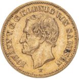 Germany: Saxony Johann 1873 E Gold 20 Mark Good very fine (AGW=0.2305 oz.)