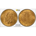 Italy Vittorio Emanuele II 1865 T BN Gold 20 Lire PCGS MS62+ #42926363 (AGW=0.1867 oz.)