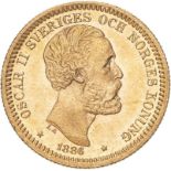 Sweden Oscar II 1886 EB Gold 20 Kronor Extremely fine (AGW=0.2593 oz.)
