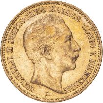 Germany: Prussia Wilhelm II 1905 A Gold 20 Mark About extremely fine (AGW=0.2305 oz.)
