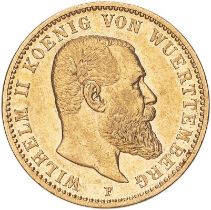 Germany: Württemberg Wilhelm II 1898 F Gold 20 Mark Good very fine (AGW=0.2305 oz.)