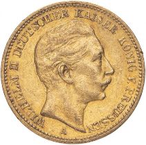 Germany: Prussia Wilhelm II 1896 A Gold 20 Mark Very fine (AGW=0.2305 oz.)