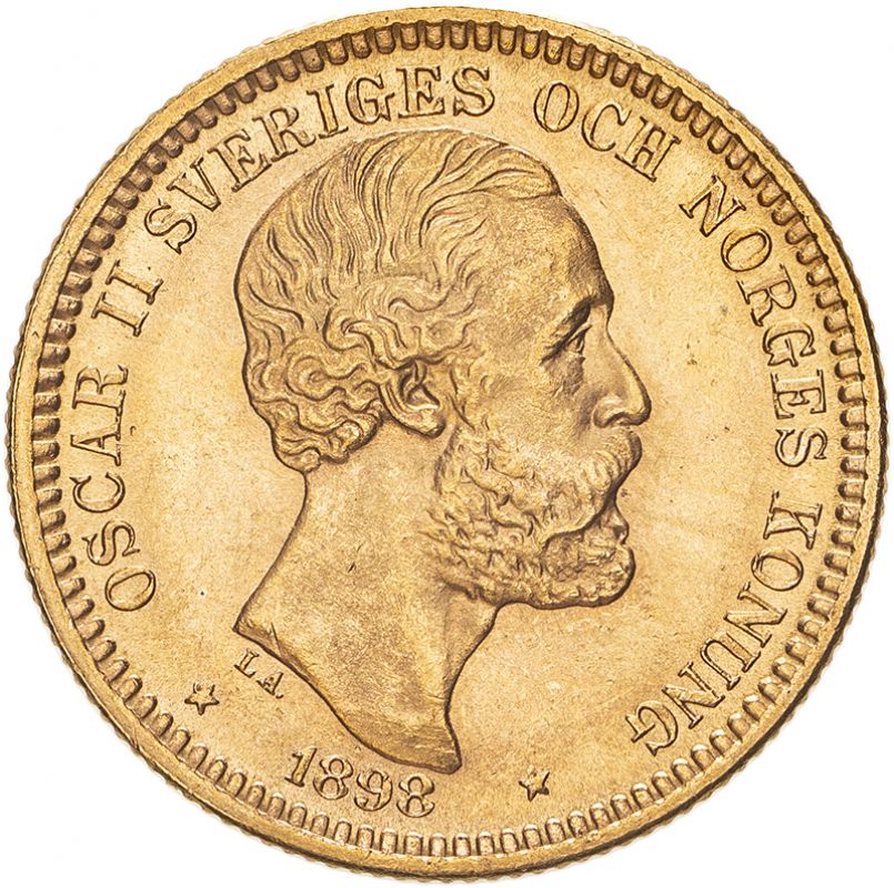 Sweden Oscar II 1898 EB Gold 20 Kronor Extremely fine (AGW=0.2593 oz.)