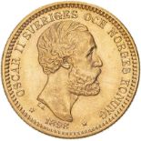 Sweden Oscar II 1898 EB Gold 20 Kronor Extremely fine (AGW=0.2593 oz.)