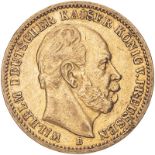 Germany: Prussia Wilhelm I 1877 B Gold 20 Mark Very fine, edge bruise (AGW=0.2305 oz.)