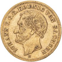 Germany: Saxony 1872 E Gold 10 Mark Johann Very fine (AGW=0.1152 oz.)