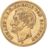 Germany: Saxony 1872 E Gold 10 Mark Johann Very fine (AGW=0.1152 oz.)