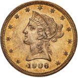 United States Eagle 1906 D Gold 10 Dollars Extremely fine (AGW=0.4838 oz.)