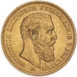 Germany: Prussia Friedrich III 1888 A Gold 20 Mark Extremely fine (AGW=0.2305 oz.)