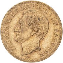 Germany: Saxony 1873 E Gold 10 Mark Johann Very fine (AGW=0.1152 oz.)