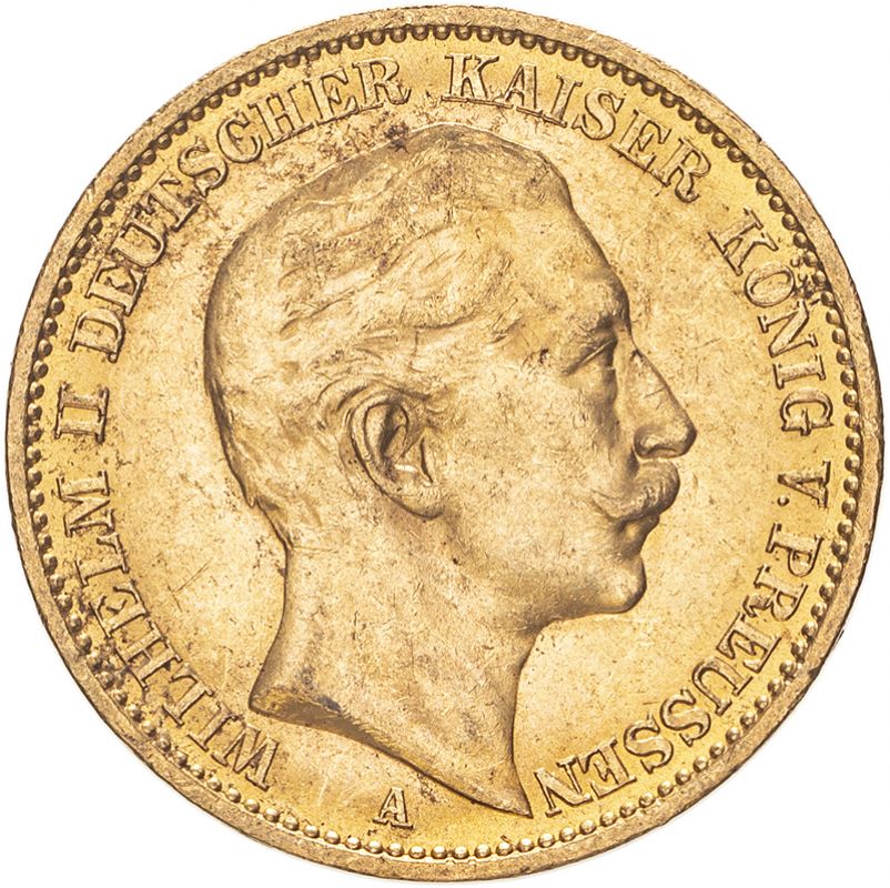 Germany: Prussia Wilhelm II 1913 A Gold 20 Mark Extremely fine (AGW=0.2305 oz.)