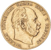 Germany: Prussia 1874 C Gold 10 Mark Wilhelm I Very fine (AGW=0.1152 oz.)