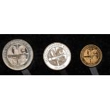 Iceland Republic 1974 Gold 3-coin set As struck, FDC Box & COA (AGW=0.4486 oz.)