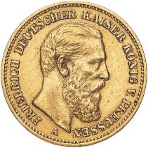 Germany: Prussia Friedrich III 1888 A Gold 20 Mark Good very fine, wiped (AGW=0.2305 oz.)