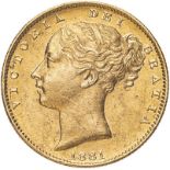 1881 M Gold Sovereign Shield Very fine, lightly wiped (AGW=0.2355 oz.)