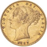 1857 Gold Sovereign Very fine, edge knocks (AGW=0.2355 oz.)